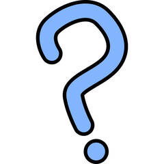 Simple Blue Question Mark Graphic With Black Outline On Transparent Background In A Clean Style