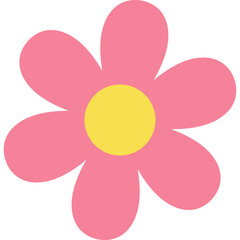 Simple Pink Daisy Flower with Yellow Center and Transparent Background Perfect for Spring Decorations and Floral Designs
