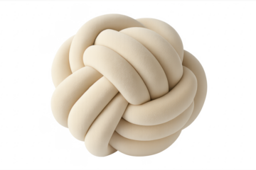 Cream knot pillow cushion on transparent background