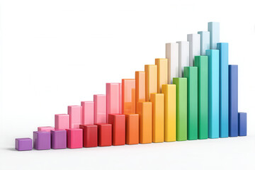 Fototapeta premium Colorful 3D bar graph showing increasing data trends in a bright and playful arrangement