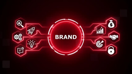 Brand concept on Holographic Interface, Visual Screen. virtual network connecting service with graphical icons in various, diverse, and industry.