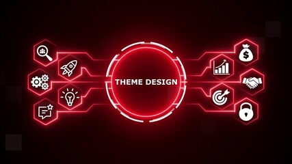 Theme Design concept on Holographic Interface, Visual Screen. virtual network connecting service with graphical icons in various, diverse, and industry.