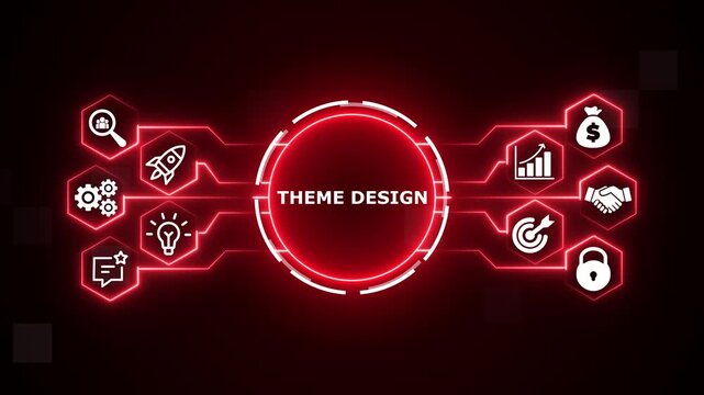 Theme Design concept on Holographic Interface, Visual Screen. virtual network connecting service with graphical icons in various, diverse, and industry.
