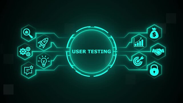 User Testing concept. virtual network connecting service with graphical icons in various, diverse, and industry. - Powered by Adobe