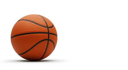 A single classic orange basketball for sports games isolated on a clean white background with copy space