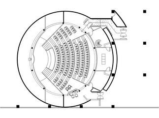 2D Drawing Furniture Layout Interior Design Plan for Conference Room and Theater Seating Arrangement