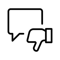 Message Thumbs Down icon set featuring dislike, negative feedback, disapproval, chat response, and communication symbols in a clean modern line graphic style