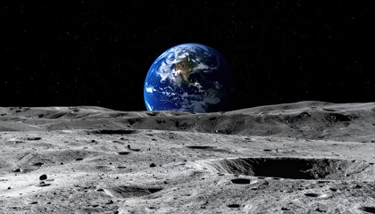 Earthrise A Breathtaking View of Our Planet from the Lunar Surface, Revealing the Beauty of Space Exploration