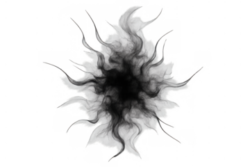 Black swirling smoke forming a mysterious vortex or dark wormhole, abstract energy portal or ethereal ink fluid isolated