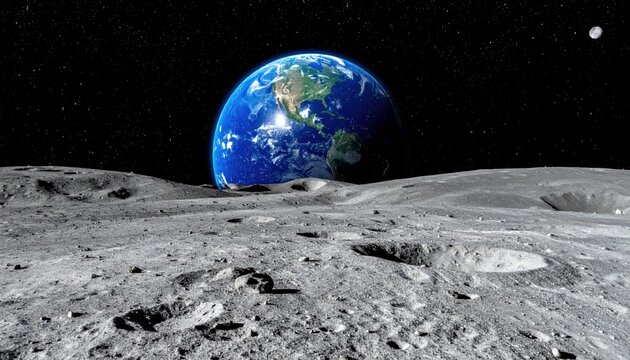 The Majestic Earth A Cosmic View from the Lunar Surface - Planet, Space, and Exploration