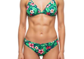 Beautiful woman in floral bikini