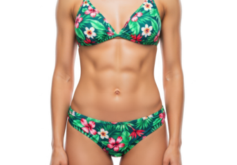 Beautiful woman in floral bikini