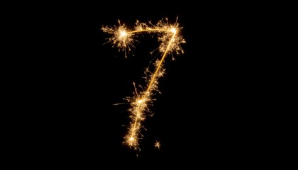 fire work show text 7 on black background	