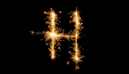 fire work show text H on black background	