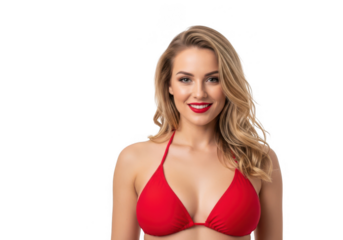 Portrait of a beautiful woman in a red bikini