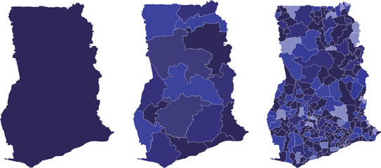 GHANA MAP with its administrative divisions and regions