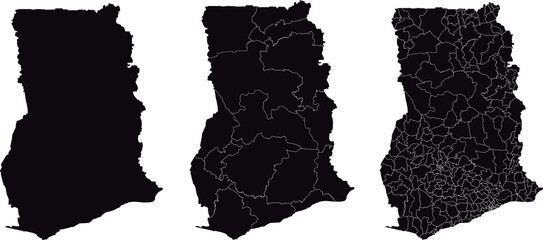 GHANA MAP with its administrative divisions and regions