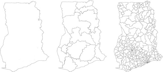 GHANA MAP with its administrative divisions and regions