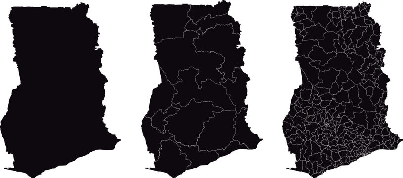 GHANA MAP with its administrative divisions and regions