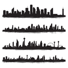 Fototapeta premium Houston skyline silhouette set isolated on white background