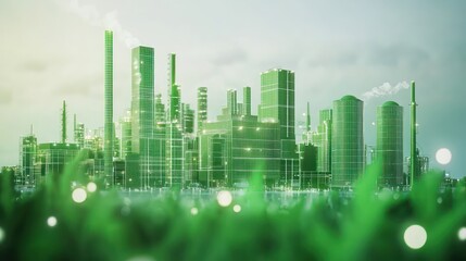 Green smart city development urban landscape digital architecture futuristic environment aerial view sustainable concepts