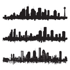 Naklejka premium Houston skyline silhouette set isolated on white background