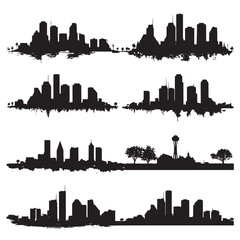Naklejka premium Houston skyline silhouette set isolated on white background