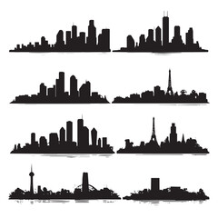 Fototapeta premium Houston texas skyline silhouette set isolated on white background