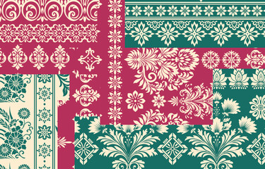 Motifs Ikat floral paisley embroidery floral. ikat ethnic Saree Sarong oriental pattern traditional.Ikat embroidery style abstract embroidery design for texture,fabric,clothing,wrapping,decoration	
