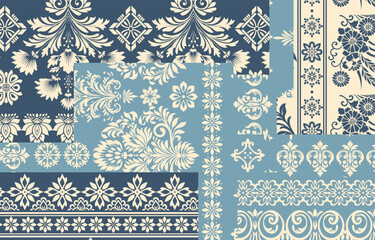 Motifs Ikat floral paisley embroidery floral. ikat ethnic Saree Sarong oriental pattern traditional.Ikat embroidery style abstract embroidery design for texture,fabric,clothing,wrapping,decoration	
