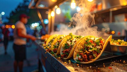 Delicious Tacos Served Freshly at a Food Truck A Culinary Delight on the Street