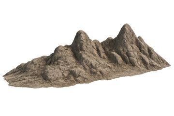 Rocky mountain peak formation with rough terrain, creating a natural landscape isolated on a transparent background