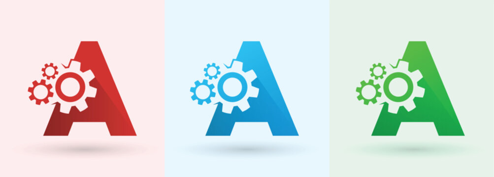 Letter A Gear Monogram Logo
