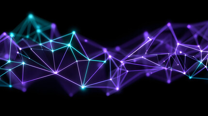 Neon network mesh glowing polygon purple light abstract connection digital web futuristic grid dynamic wave tech background luminous dot cyber line evoking curiosity and wonder in motion
