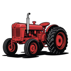 red tractor isolated