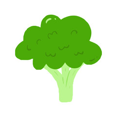 Cute Hand-Drawn Green Broccoli Illustration, Minimalist Healthy Vegetable