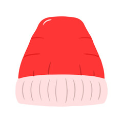Hand-Drawn Red Beanie Hat Illustration, Minimalist Winter Knit Cap Clipart