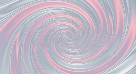 Abstract Swirl Pattern of Pink and Silver Metallic Ribbons