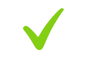 Green check mark icon symbolizing approval, success, completion, positive confirmation, and acceptance on transparent background