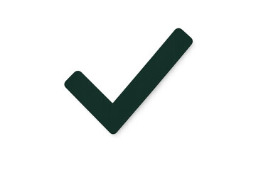 Dark green check mark indicating success, approval, validation, and completion on transparent background