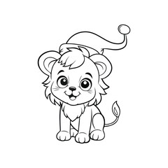Lion cute cartoon coloring art illustration template