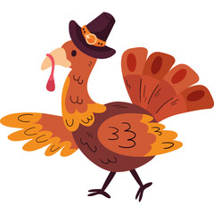 Flat Vector Illustration of a Thanksgiving Turkey