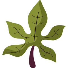 Flat Vector Illustration of a Colorful Autumn Leaf