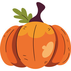 Flat Vector Illustration of an Autumn Pumpkin