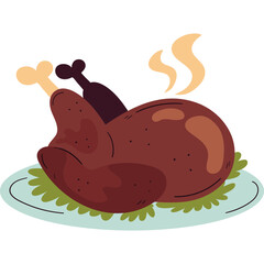 Flat Vector Illustration of a Thanksgiving Turkey