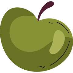 Flat Vector Illustration of a Fresh Geen Apple