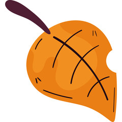 Flat Vector Illustration of a Colorful Autumn Leaf