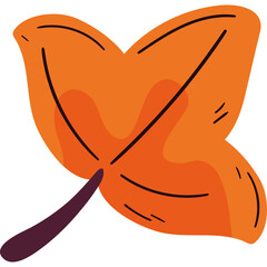 Flat Vector Illustration of a Colorful Autumn Leaf