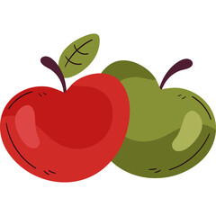 Flat Vector Illustration of a Fresh Red Apple
