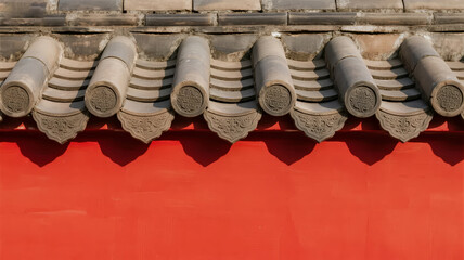 National Day style red wall gray tile ancient architecture culture travel background